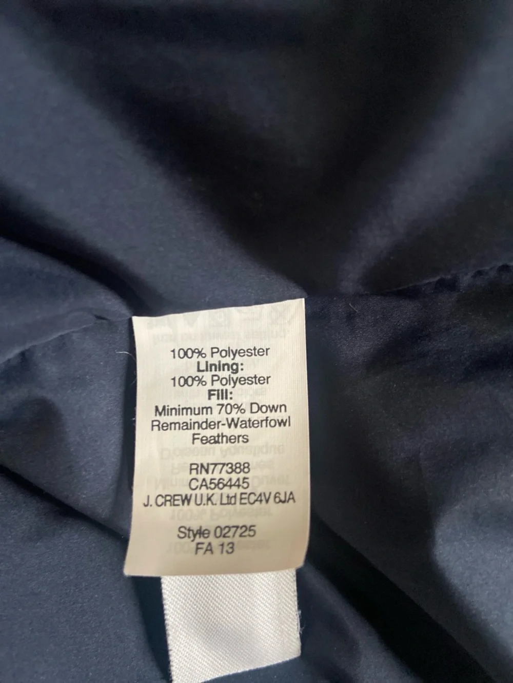 J. Crew sleeveless down